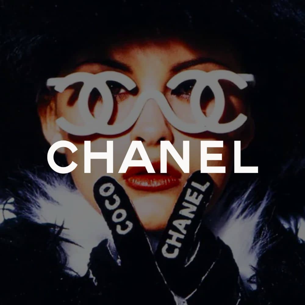 Chanel logo on vintage coco chanel eyewear campaign image
