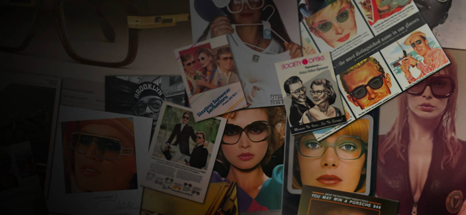Vintage mashup of old eyewear magazine clippings