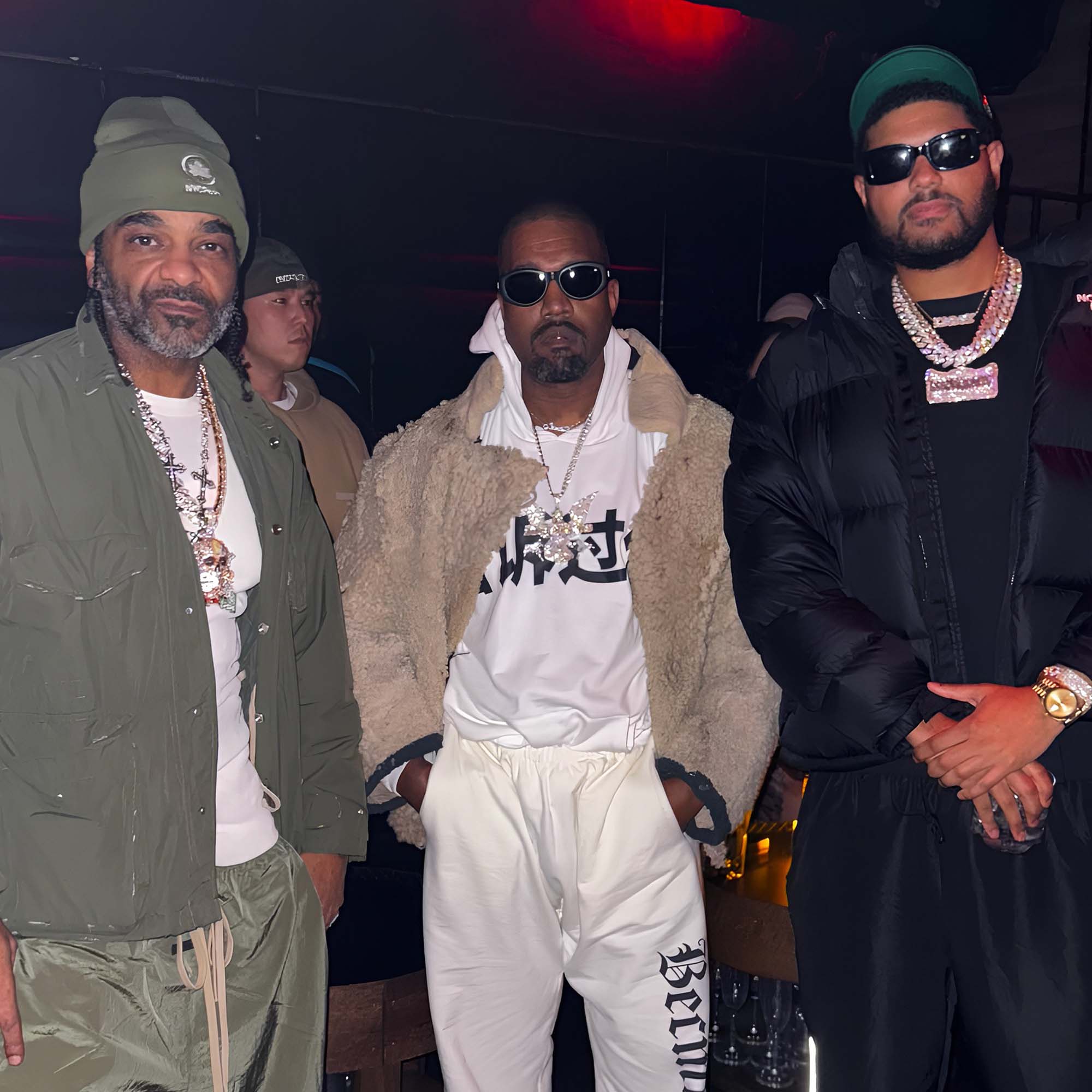 Kanye West, Jim Jones and Justin Laboy in Tokyo wearing Vamp Life Sunglasses